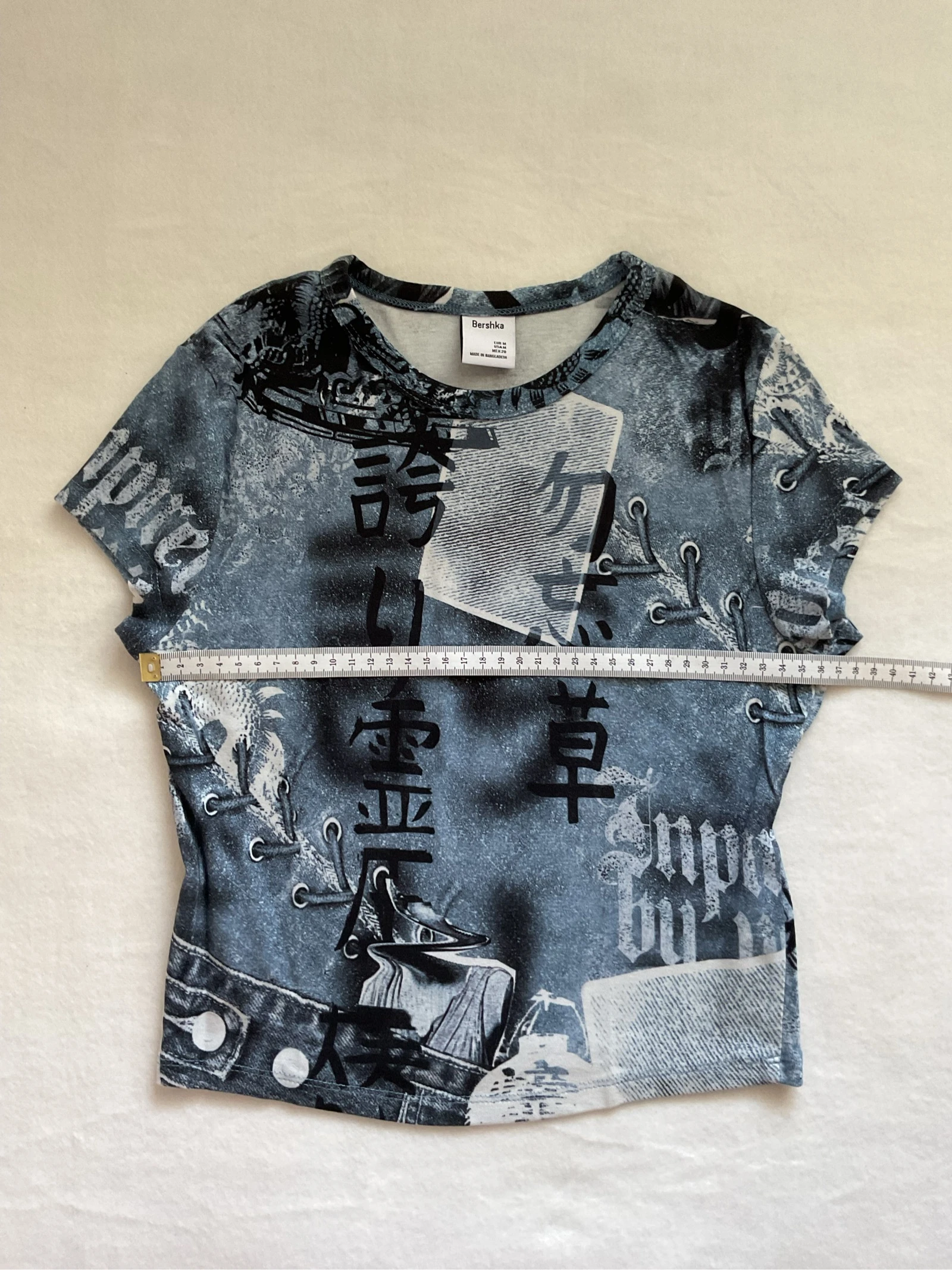Top Cropped Bershka Azul Estampado Y2K | Tamanho M – photo 8
